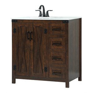 Elegant Decor Grant 32&quot Aluminum MDF Single Bathroom Vanity in Expresso