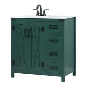Elegant Decor Grant 32&quot Aluminum MDF Single Bathroom Vanity in Green