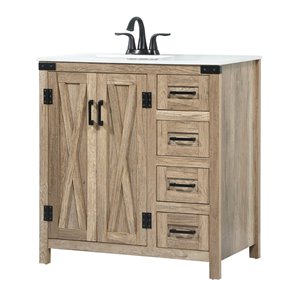 Elegant Decor Grant 32&quot Aluminum MDF Single Bathroom Vanity in Natural Oak