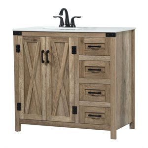 Elegant Decor Grant 36&quot Aluminum MDF Single Bathroom Vanity in Natural Oak