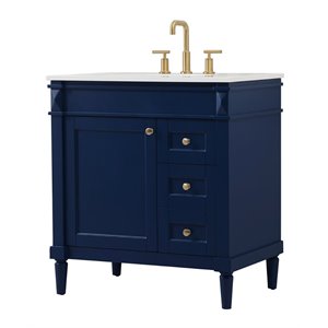 Elegant Decor Bennett 32&quot Aluminum MDF Single Bathroom Vanity in Blue