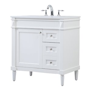 Elegant Decor Bennett 32&quot Aluminum MDF Single Bathroom Vanity in White