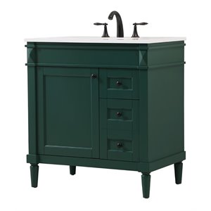 Elegant Decor Bennett 32&quot Aluminum MDF Single Bathroom Vanity in Green