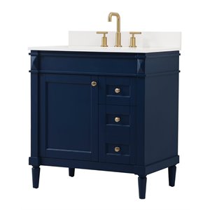 Elegant Decor Bennett 32&quot MDF Single Bathroom Vanity with Backsplash in Blue