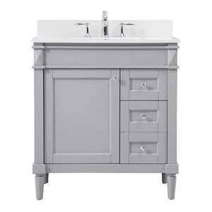 Elegant Decor Bennett 32&quot MDF Single Bathroom Vanity with Backsplash in Gray