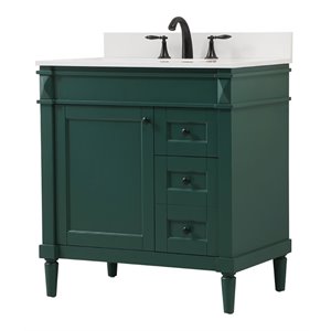 Elegant Decor Bennett 32&quot MDF Single Bathroom Vanity with Backsplash in Green