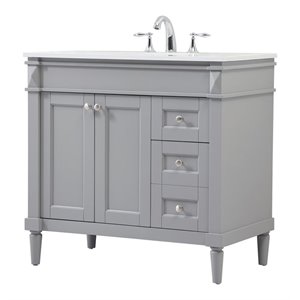 Elegant Decor Bennett 36&quot Aluminum MDF Single Bathroom Vanity in Gray