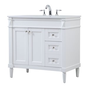 Elegant Decor Bennett 36&quot Aluminum MDF Single Bathroom Vanity in White