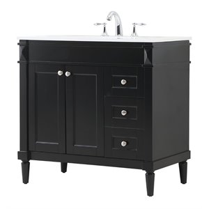 Elegant Decor Bennett 36&quot Aluminum MDF Single Bathroom Vanity in Black