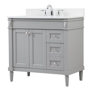 Elegant Decor Bennett 36&quot MDF Single Bathroom Vanity with Backsplash in Gray