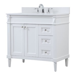 Elegant Decor Bennett 36&quot MDF Single Bathroom Vanity with Backsplash in White