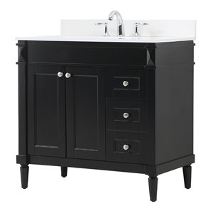 Elegant Decor Bennett 36&quot MDF Single Bathroom Vanity with Backsplash in Black