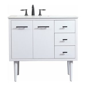 Elegant Decor Cyrus 36&quot Aluminum MDF Single Bathroom Vanity in White
