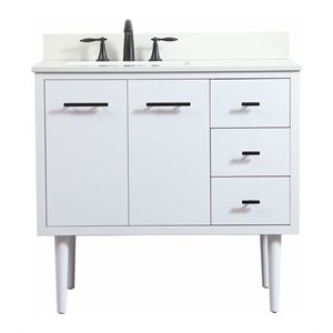 Elegant Decor Cyrus 36&quot MDF Single Bathroom Vanity with Backsplash in White