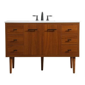 Elegant Decor Cyrus 48&quot Aluminum MDF Single Bathroom Vanity in Teak