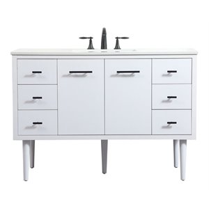 Elegant Decor Cyrus 48&quot Aluminum MDF Single Bathroom Vanity in White
