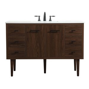 Elegant Decor Cyrus 48&quot Aluminum MDF Single Bathroom Vanity in Walnut