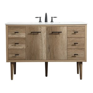 Elegant Decor Cyrus 48&quot Aluminum MDF Single Bathroom Vanity in Natural Oak
