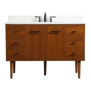 Elegant Decor Cyrus 48&quot MDF Single Bathroom Vanity with Backsplash in Teak