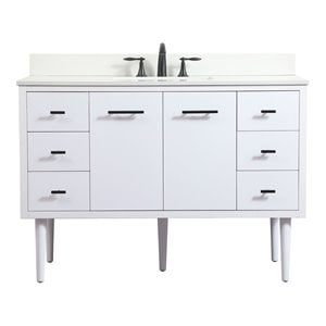 Elegant Decor Cyrus 48&quot MDF Single Bathroom Vanity with Backsplash in White