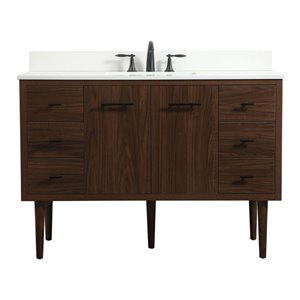 Elegant Decor Cyrus 48&quot MDF Single Bathroom Vanity with Backsplash in Walnut