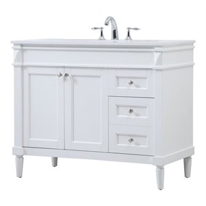 Elegant Decor Bennett 42&quot Aluminum MDF Single Bathroom Vanity in White