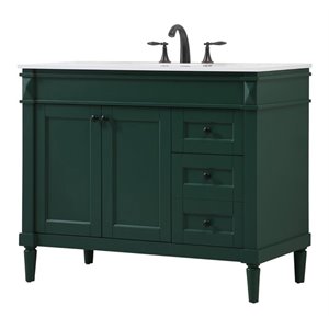 Elegant Decor Bennett 42&quot Aluminum MDF Single Bathroom Vanity in Green