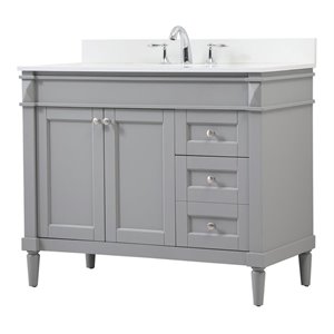 Elegant Decor Bennett 42&quot MDF Single Bathroom Vanity with Backsplash in Gray