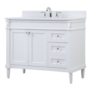 Elegant Decor Bennett 42&quot MDF Single Bathroom Vanity with Backsplash in White