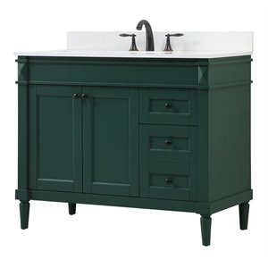Elegant Decor Bennett 42&quot MDF Single Bathroom Vanity with Backsplash in Green