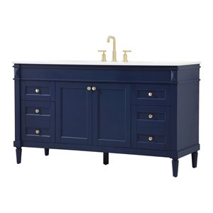 Elegant Decor Bennett 60&quot Aluminum MDF Single Bathroom Vanity in Blue