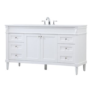 Elegant Decor Bennett 60&quot Aluminum MDF Single Bathroom Vanity in White