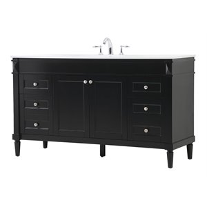 Elegant Decor Bennett 60&quot Aluminum MDF Single Bathroom Vanity in Black