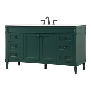 Elegant Decor Bennett 60&quot Aluminum MDF Double Bathroom Vanity in Green