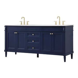 Elegant Decor Bennett 72&quot Aluminum MDF Double Bathroom Vanity in Blue