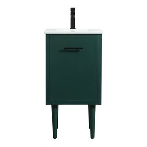 Elegant Decor Cyrus 18&quot Aluminum MDF Single Bathroom Vanity in Green