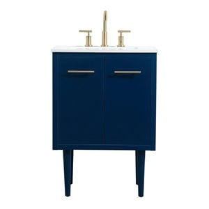 Elegant Decor Cyrus 24&quot Aluminum MDF Single Bathroom Vanity in Blue