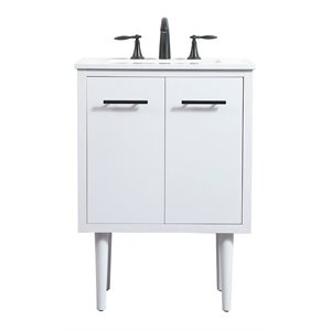 Elegant Decor Cyrus 24&quot Aluminum MDF Single Bathroom Vanity in White