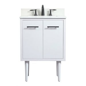 Elegant Decor Cyrus 24&quot MDF Single Bathroom Vanity with Backsplash in White