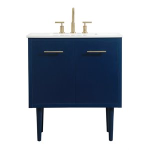 Elegant Decor Cyrus 30&quot Aluminum MDF Single Bathroom Vanity in Blue
