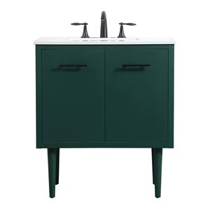 Elegant Decor Cyrus 30&quot Aluminum MDF Single Bathroom Vanity in Green