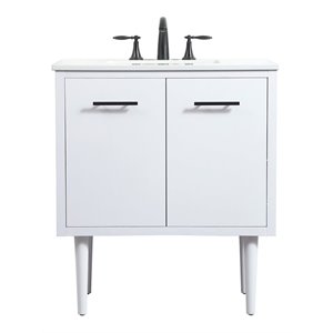 Elegant Decor Cyrus 30&quot Aluminum MDF Single Bathroom Vanity in White