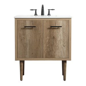Elegant Decor Cyrus 30&quot Aluminum MDF Single Bathroom Vanity in Natural Oak