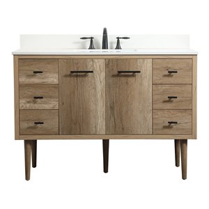 Elegant Decor Cyrus 48&quot MDF Single Bathroom Vanity with Backsplash - Natural Oak