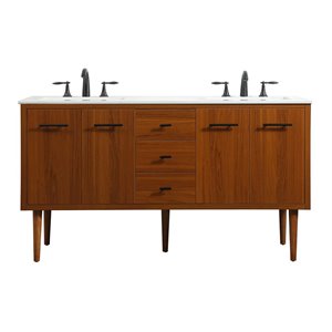 Elegant Decor Cyrus 60&quot Aluminum MDF Single Bathroom Vanity in Teak