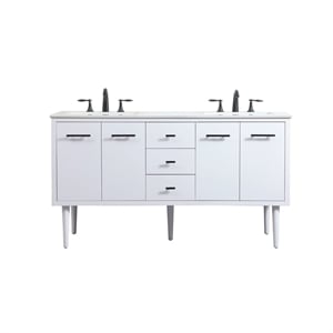 Elegant Decor Cyrus 60&quot Aluminum MDF Single Bathroom Vanity in White
