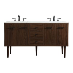 Elegant Decor Cyrus 60&quot Aluminum MDF Single Bathroom Vanity in Walnut