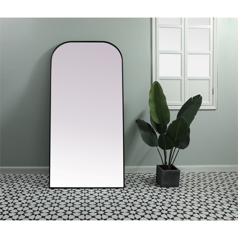 Elegant Decor Blaire Arch Modern Wood/Metal Full Length Mirror in Black