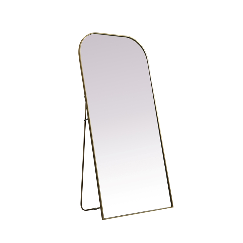 Elegant Decor Blaire Arch Modern Wood/Metal Full Length Mirror in Brass