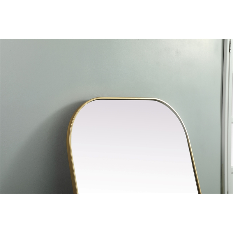 Elegant Decor Blaire Arch Modern Wood/Metal Full Length Mirror in Brass